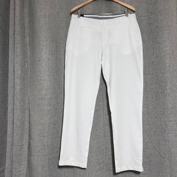 NWT‎ Under Armour Pant Women 14 White Fitted Activewear Golf - Picture 1 of 16
